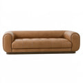 Canapé 3 places 220 cm aspect cuir camel style contemporain