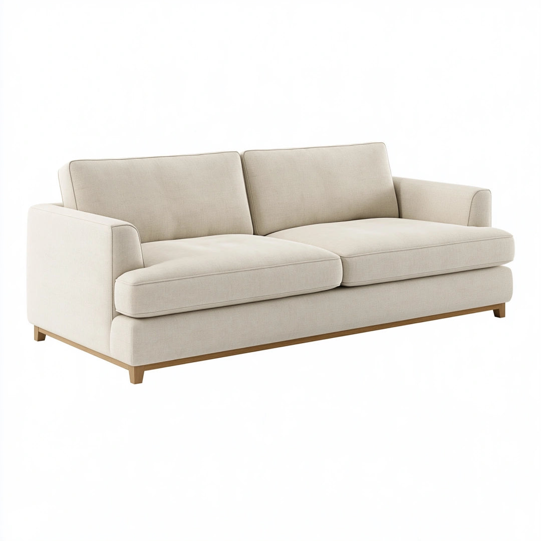 Canapé 2 places 190 x 90 x 85 cm en tissu beige style contemporain pieds en bois