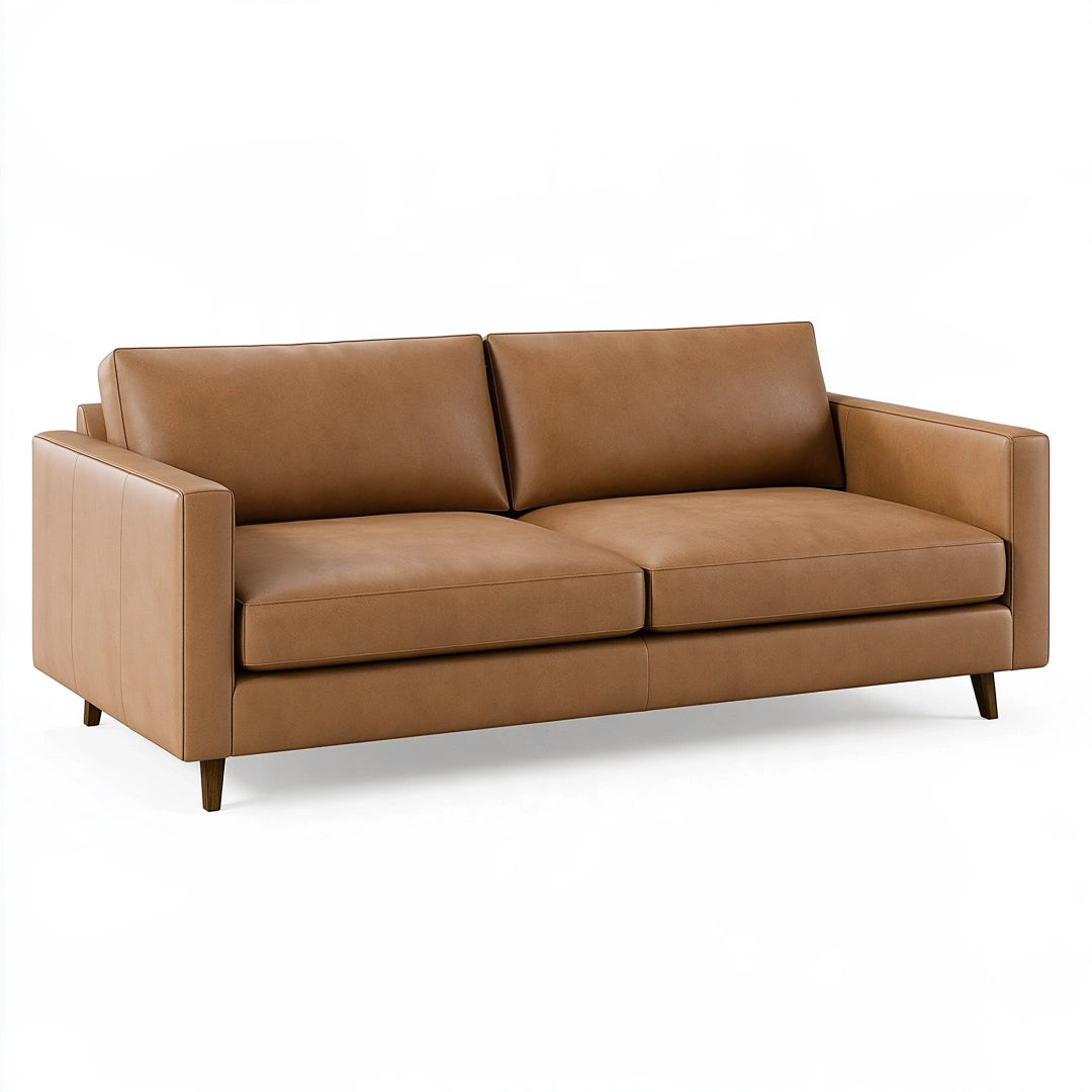 Canapé 2 places 180 x 90 x 85 cm marron revêtement aspect cuir style moderne