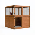 Enclos pour chat 120 x 120 x 120 cm en bois brun et grillage métallique avec portes verrouillables