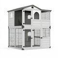 Enclos pour chat 180 x 90 x 185 cm en bois et métal gris à deux niveaux