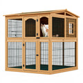 Enclos extérieur pour chat 180 x 90 x 180 cm en bois naturel et métal grillagé à deux niveaux