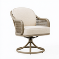 Fauteuil pivotant 78 x 76 x 91 cm en rotin beige et tissu style bohème