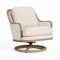 Fauteuil pivotant 82 x 88 x 98 cm en tissu beige et bois naturel style contemporain