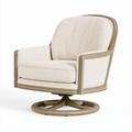 Fauteuil pivotant 80 x 85 x 95 cm en bois et tissu écru style classique