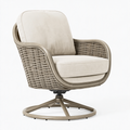 Fauteuil pivotant 82 x 83 x 94 cm en fibre tressée beige avec assise rembourrée