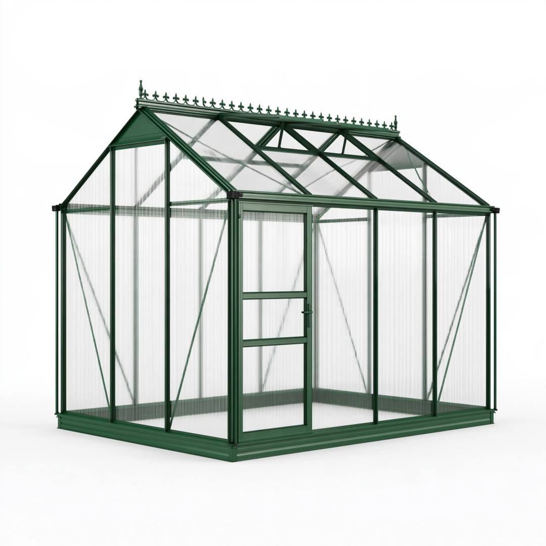 Serre de jardin 190 x 190 x 195 cm aluminium vert panneaux translucides style victorien