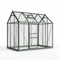 Serre de jardin 190 x 190 x 195 cm en aluminium vert avec panneaux transparents et toit ouvrant