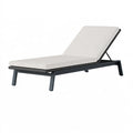 Chaise longue de jardin 200 x 70 cm métal et tressage synthétique gris beige dossier réglable