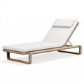 Bain de soleil 200 x 70 x 85 cm en bois beige et blanc avec dossier réglable