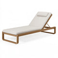 Chaise longue 200 x 70 cm en bois beige à dossier réglable