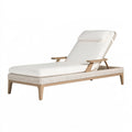 Chaise longue de jardin 200 x 70 x 80 cm en bois et résine tressée beige avec dossier réglable